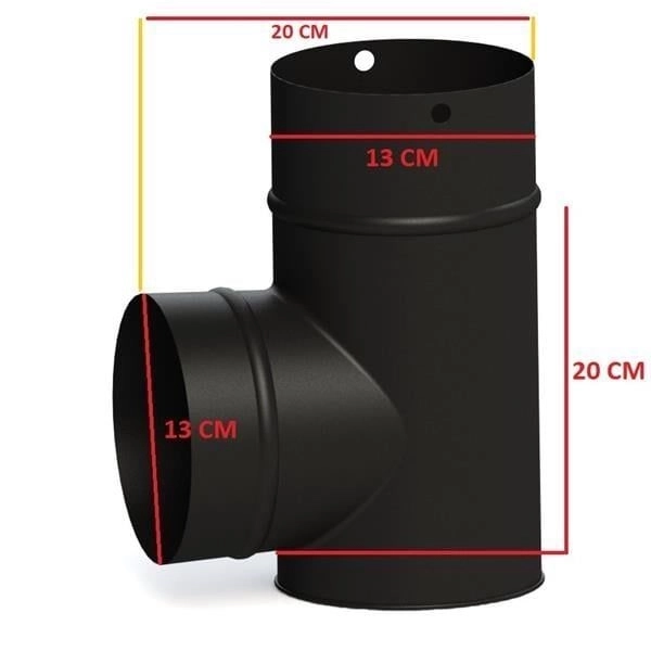 L Dirsek Soba Borusu / Boy: 10 Cm / Çap: 13 Cm / Mat Siyah Emaye